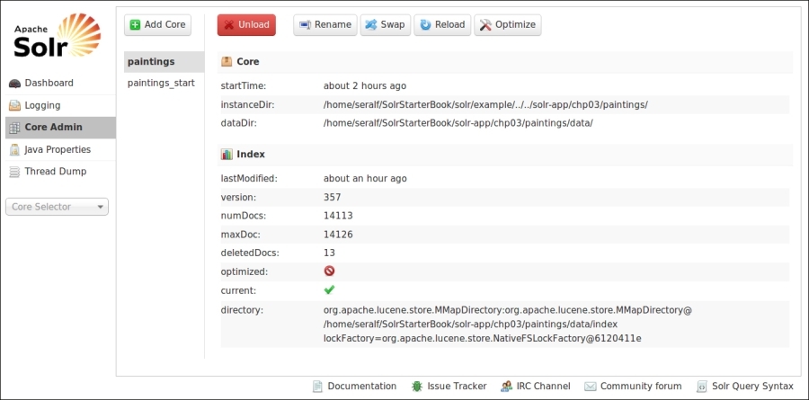 Using the Solr web interface for simple maintenance tasks