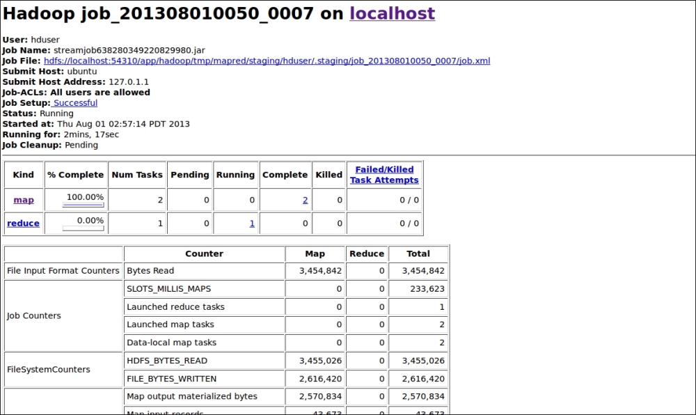 Monitoring the Hadoop MapReduce job