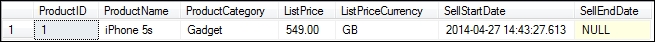 Example 1 – insert a single row into a SQL Server database table