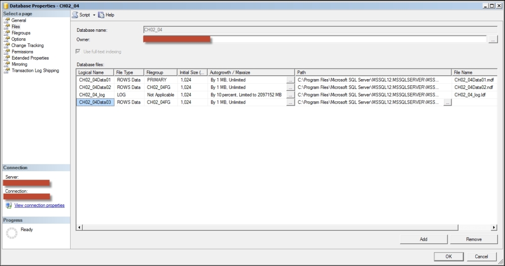 Modifying a database with SSMS 2014