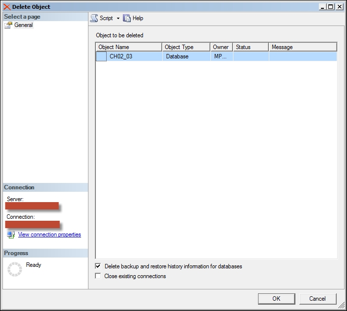 Dropping a database with SSMS 2014