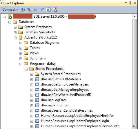 Viewing stored procedures