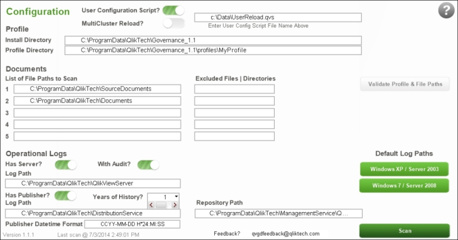 Configuring the Dashboard options