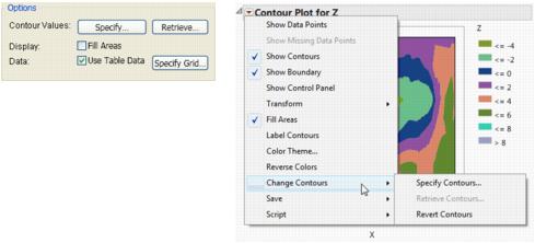 Example of Contour Specification: Launch Window (on the left) and Menu (on the right)