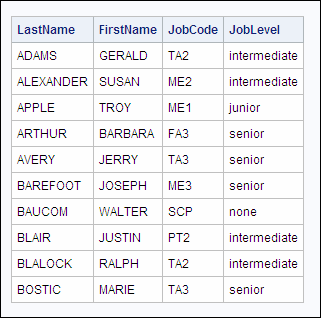 PROC SQL Query Output