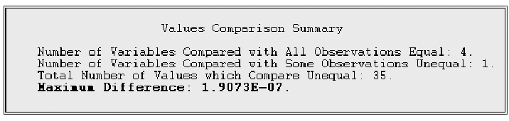 Values Comparison Summary