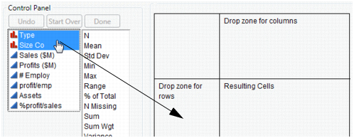 Dragging Columns to the Row Zone