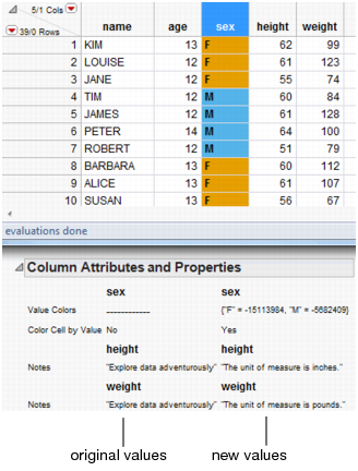 Modified Column Attributes and Properties