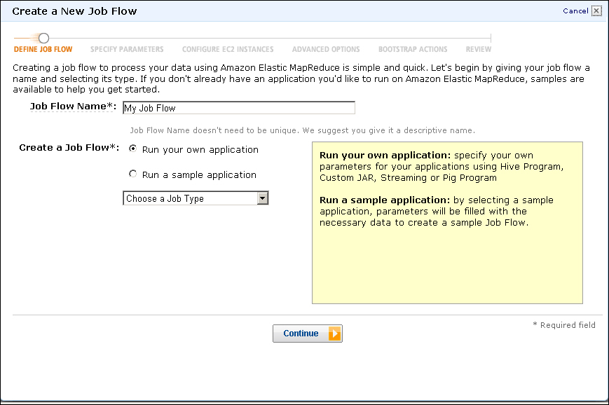 Time for action – WordCount on EMR using the management console