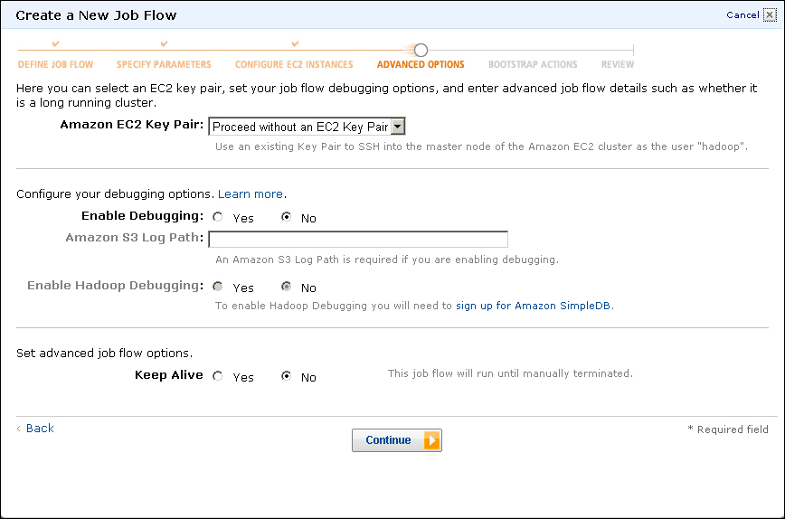 Time for action – WordCount on EMR using the management console