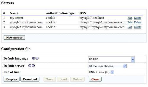 Defining servers in the configuration file