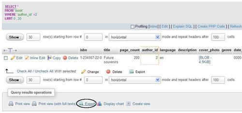 Exporting partial query results