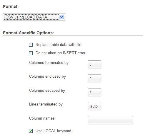 Using the LOAD DATA interface