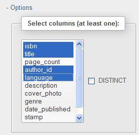 Selecting the columns to be displayed