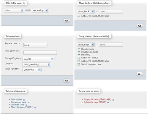 Performing Table and Database Operations