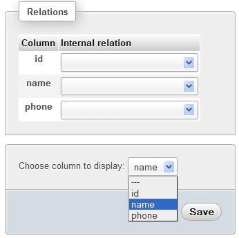 Defining the display column