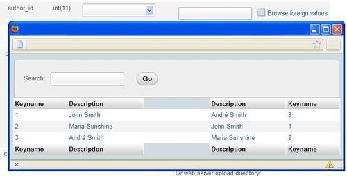 The browseable foreign-table window