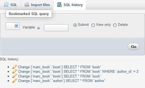 Database-based SQL history (permanent)