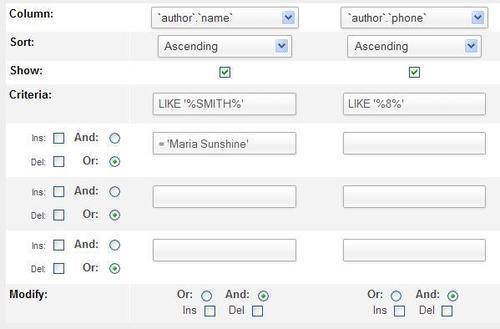 Adjusting the number of criteria rows