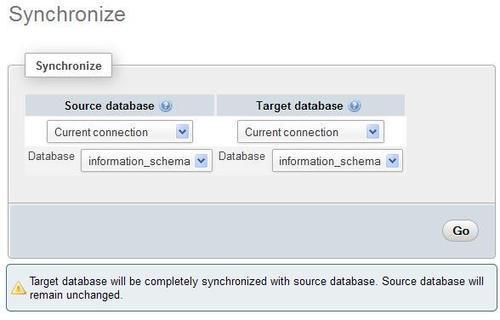 Choosing source and target servers and databases