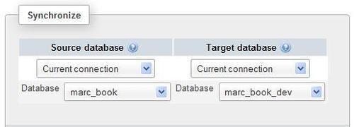 Choosing source and target servers and databases