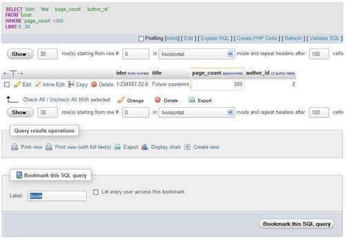 The default initial query for a table