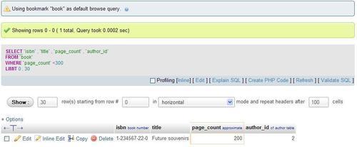 The default initial query for a table