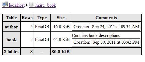 The database print view