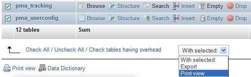 The selective database print view