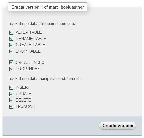 Initiating tracking for one table