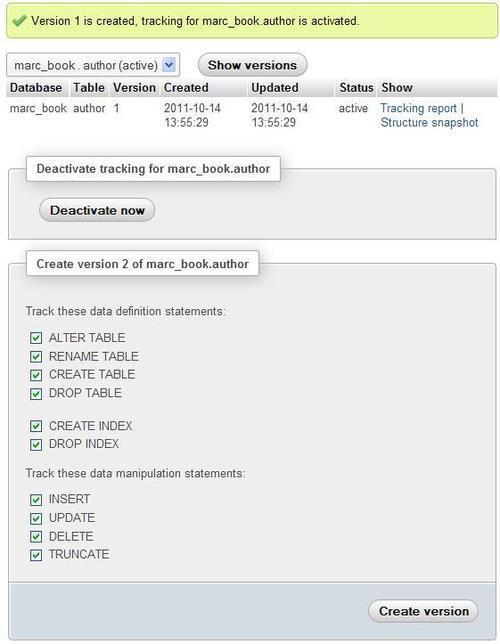 Initiating tracking for one table