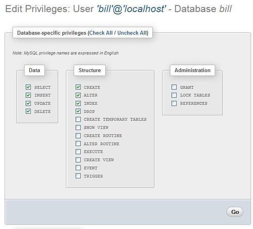 Assigning database-specific privileges