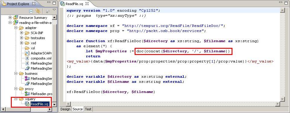 Reading file resources through a XQuery script