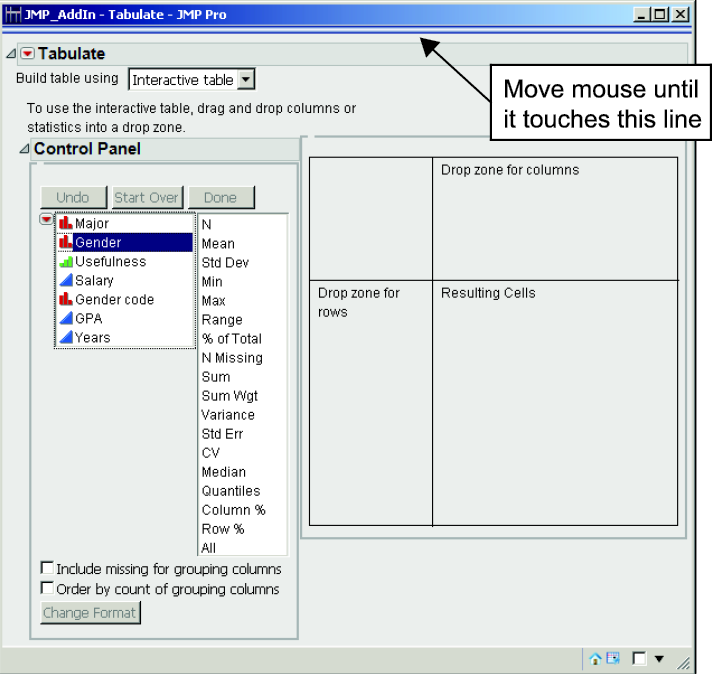 Figure 3.6  The Tabulate Dialog Box
