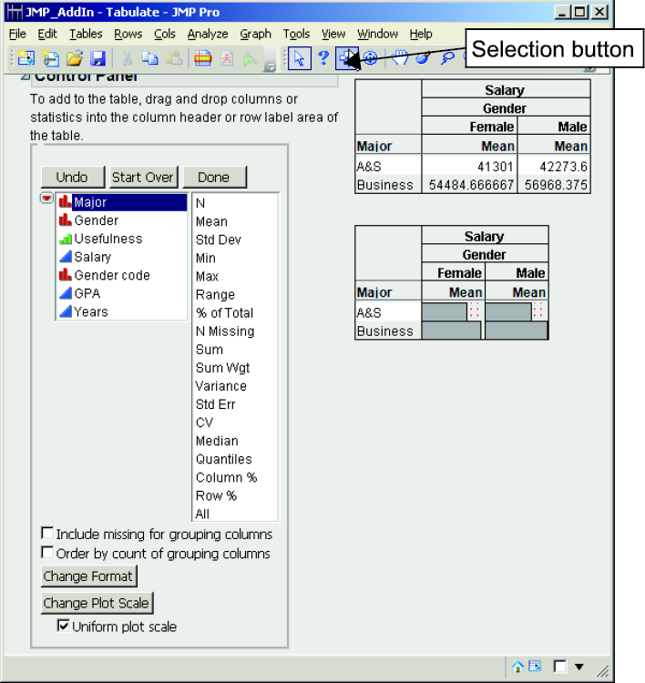 Figure 3.7  Selection Button to Copy the Output