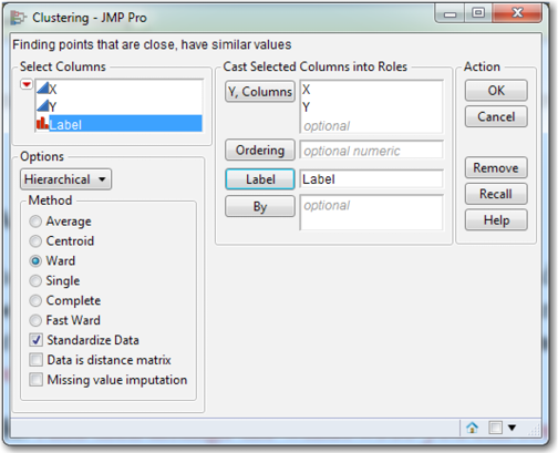 Figure 7.4  The Clustering Dialog Box