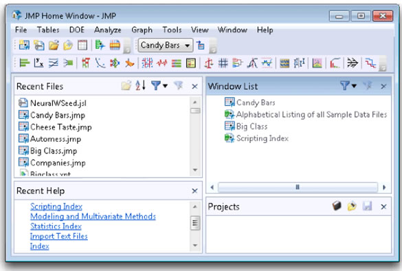 Figure 2.2: The JMP Home Window 