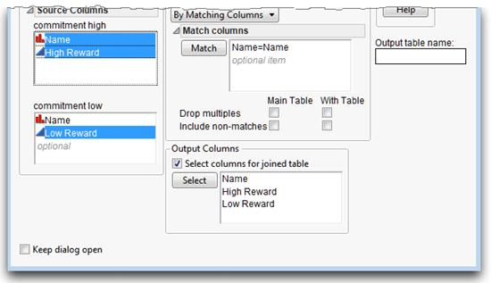 Figure 3.21: Select Columns for Join