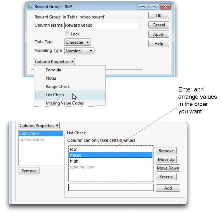 Figure 8.2: Using List Check Column Property to Order Values in Results