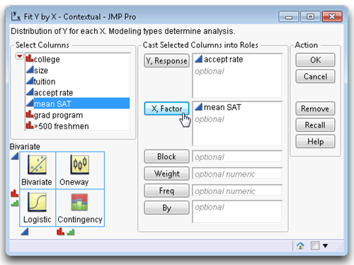 Figure 2.8: Completed Launch Dialog to Produce Scatterplot