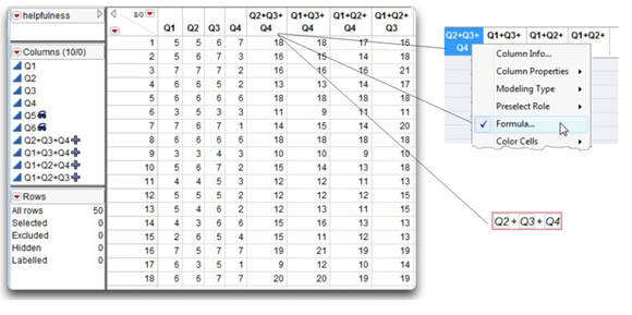 Figure 6.4: Create Columns and Compute Sums