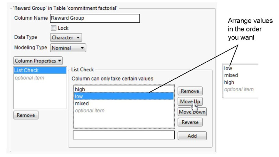 Figure 9.7: Column Info Dialog with List Check Column Property