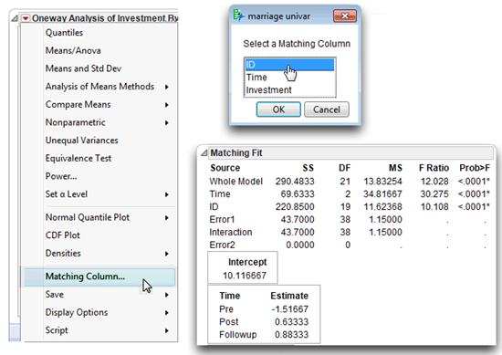 Figure 11.6: Fit Y by X Results of Matching Fit Analysis