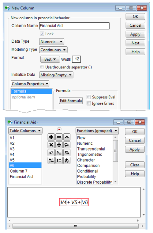 Figure 14.11 New Column Dialog and Formula Editor