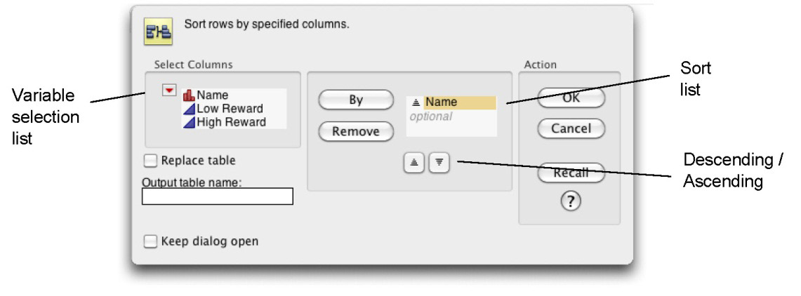 Figure 3.10: Sort Dialog