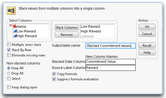 Figure 3.12: Stack Columns Dialog