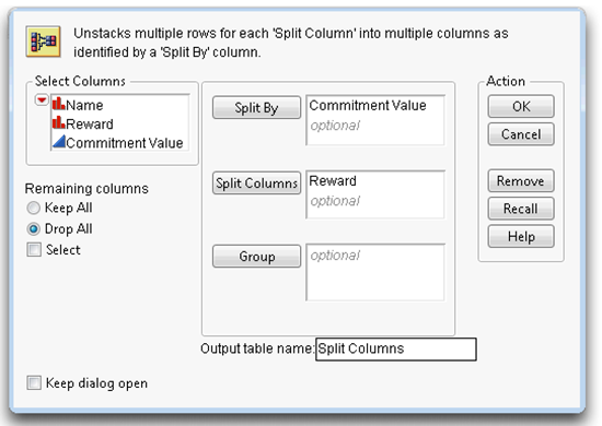 Figure 3.13: Split Columns Dialog