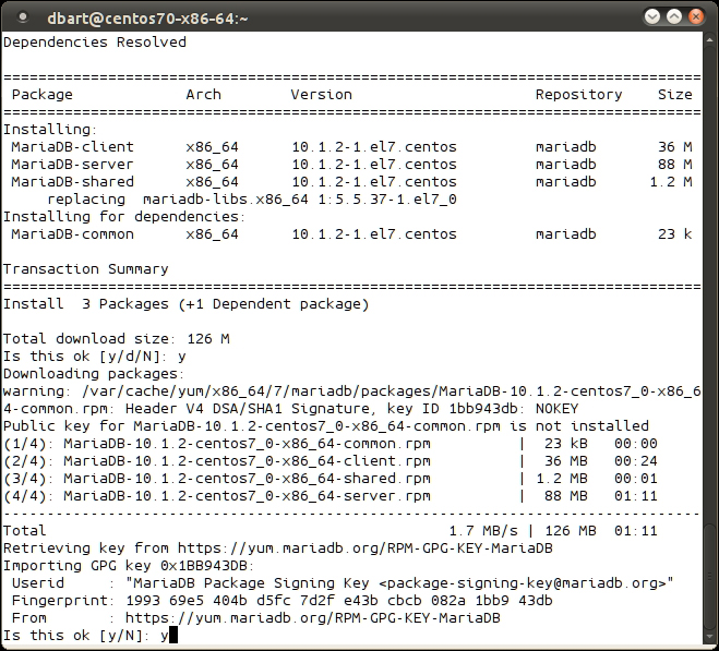 Installing MariaDB on Fedora, Red Hat, and CentOS