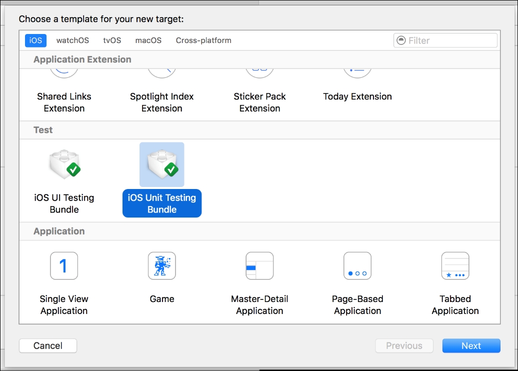 Setting up a test suite with XCTest