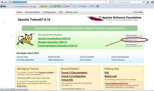 GUI using the Tomcat Web Application Manager